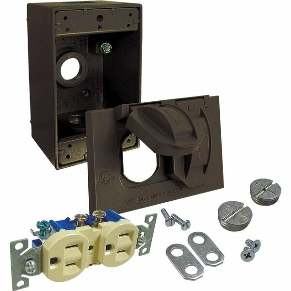 Bell Bronze Horizontal Mount Tamper Resistant Outdoor Outlet Kit 5839-7WRTR